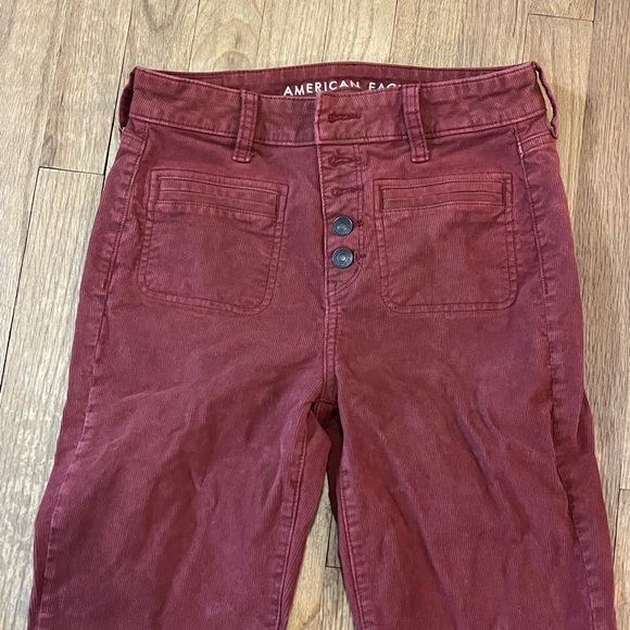 American Eagle Outfitters Women's Burgundy Flare Corduroy Pants 4-Long - Picture 3 of 5